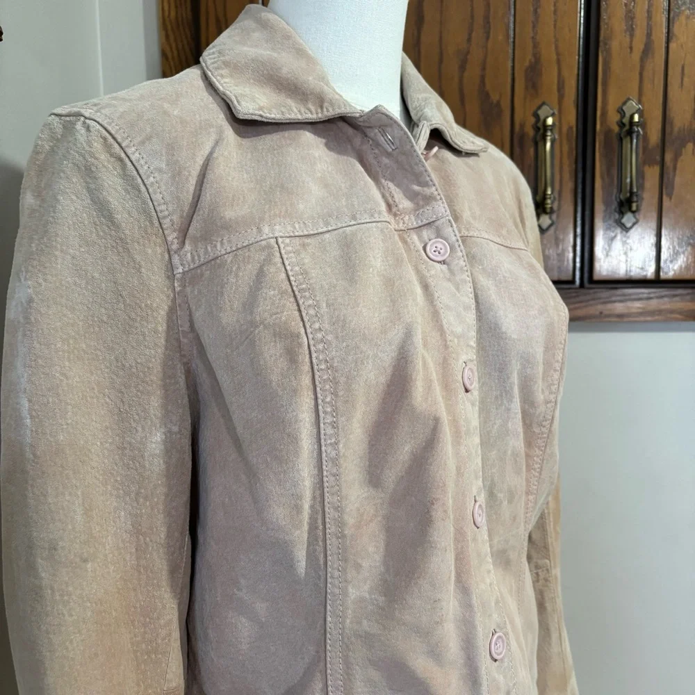 Vintage Tan Suede Leather Jacket Size Medium Faded Distressed Cherokee - Picture 2 of 9